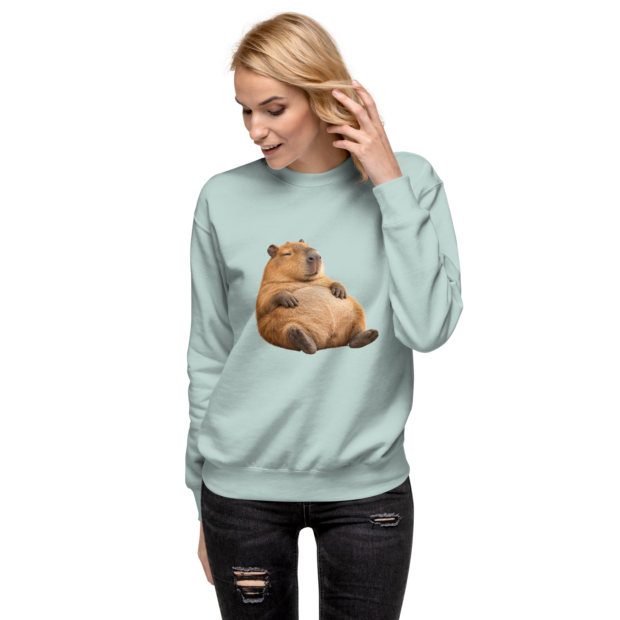 Clocked-Out Capybara on the Clocked Out sweatshirt